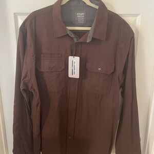COR Men's Casual Button Down Shirt - Brown